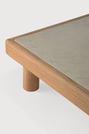 Monocle Outdoor Coffee Table | Varnished Concrete Top | Light Grey | Teak Base | Rectangular