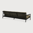 Jack Outdoor Sofa | Varnished Teak | Black | Green Fabric | 3+ Seater