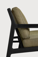 Jack Outdoor Sofa | Varnished Teak | Black | Green Fabric | 3+ Seater