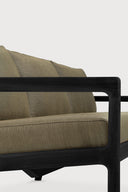 Jack Outdoor Sofa | Varnished Teak | Black | Green Fabric | 3+ Seater