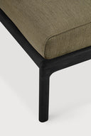 Jack Outdoor Footstool | Varnished Teak | Black | Green Fabric