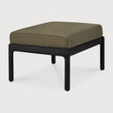 Jack Outdoor Footstool | Varnished Teak | Black | Green Fabric