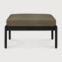 Jack Outdoor Footstool | Varnished Teak | Black | Green Fabric