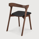 Bok Dining Chair | Varnished Teak | Brown | Black Leather