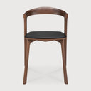 Bok Dining Chair | Varnished Teak | Brown | Black Leather
