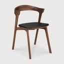 Bok Dining Chair | Varnished Teak | Brown | Black Leather