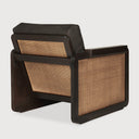 Panel Lounge Chair | Varnished Teak | Dark Brown | Rattan Roasted | Grey Linen