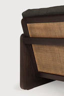 Panel Lounge Chair | Varnished Teak | Dark Brown | Rattan Roasted | Grey Linen