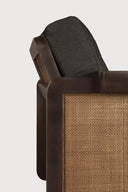 Panel Lounge Chair | Varnished Teak | Dark Brown | Rattan Roasted | Grey Linen