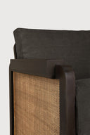 Panel Lounge Chair | Varnished Teak | Dark Brown | Rattan Roasted | Grey Linen