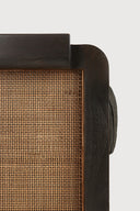Panel Lounge Chair | Varnished Teak | Dark Brown | Rattan Roasted | Grey Linen