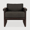 Panel Lounge Chair | Varnished Teak | Dark Brown | Rattan Roasted | Grey Linen