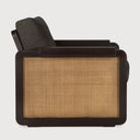 Panel Lounge Chair | Varnished Teak | Dark Brown | Rattan Roasted | Grey Linen