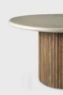 Roller Max Outdoor Dining Table | Varnished Concrete Top | Reclaimed Teak Base | Light Grey | Round | 35" X 35"