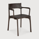 Pi Dining Chair | Varnished Teak | Dark Brown | With Arms