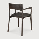 Pi Dining Chair | Varnished Teak | Dark Brown | With Arms