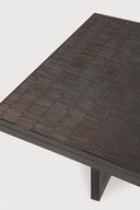 Grooves Coffee Table | Varnished Teak | Off Black | Rectangular | 53" X 26"