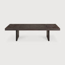Grooves Coffee Table | Varnished Teak | Off Black | Rectangular | 53" X 26"