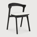 Bok Outdoor Dining Chair | Varnished Teak | Black | Off White Fabric