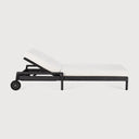 Jack Outdoor Adjustable Lounger | Varnished Teak | Black | Off White Fabric