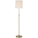 Bryant 52" Adjustable Cordless Floor Lamp | Hand-Rubbed Antique Brass | Linen Shade