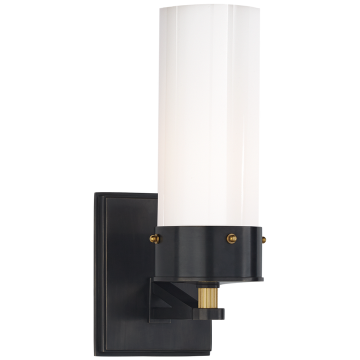 Marais Wall Sconce | Bronze and Hand Rubbed Antique Brass / White Glass | AS IS