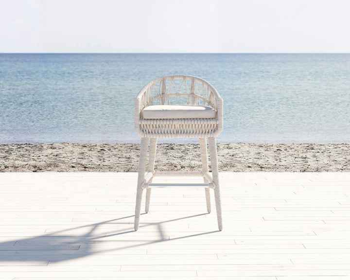 Dana Rope Bar Stool in Linen Canvas w/ Self Welt