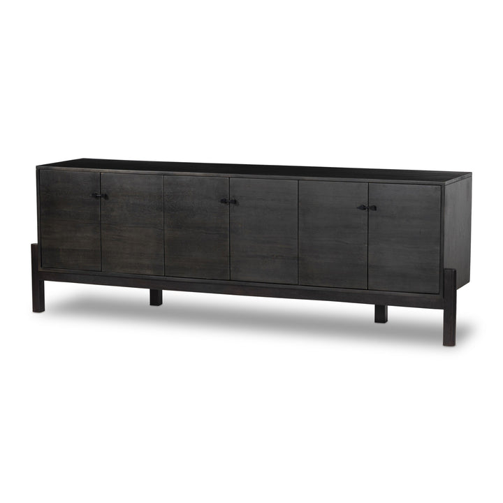 Reza Media Console | Worn Black Parawood | Floor Model