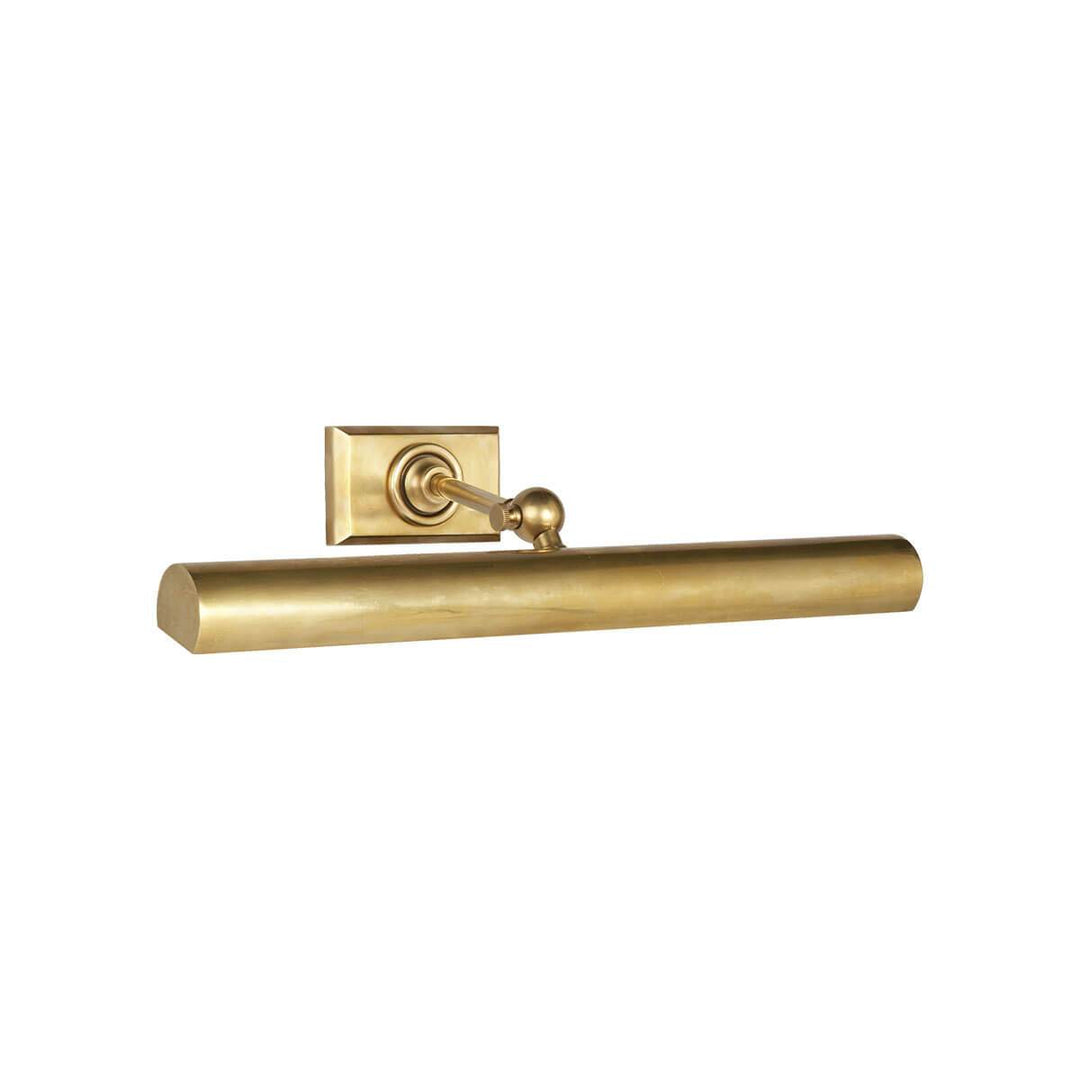 The Cabinet Maker's Picture Light is an 18" long wall light in a hand-rubbed antique brass finish.
