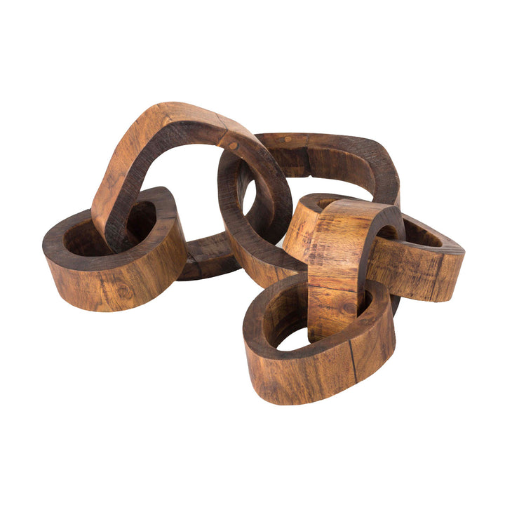Natural acacia wooden links that form a decorative centerpeice.