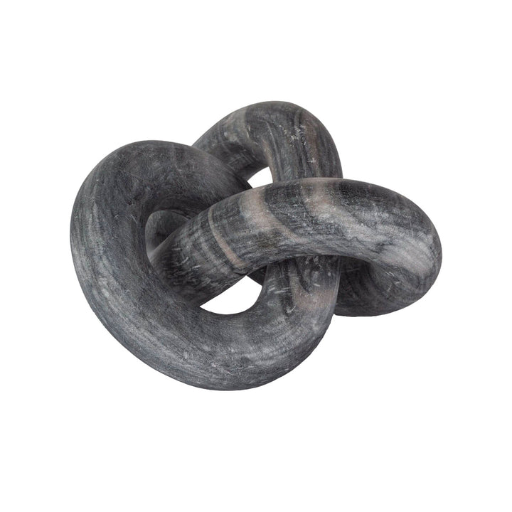 Decorative black marble knot sculpture.