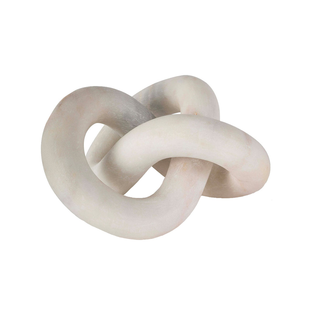 Decorative white marble knot sculpture.