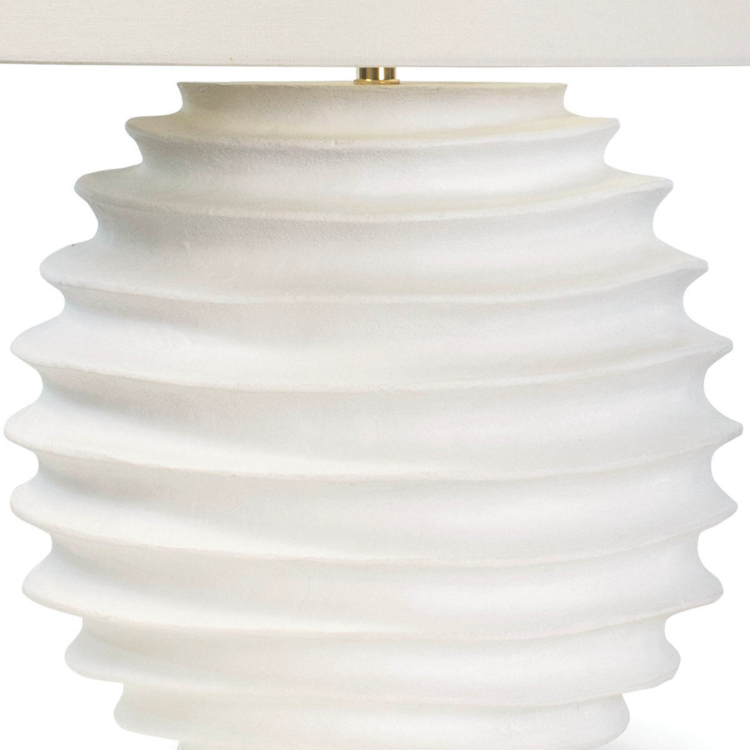 Fluting on roung table lamp base.