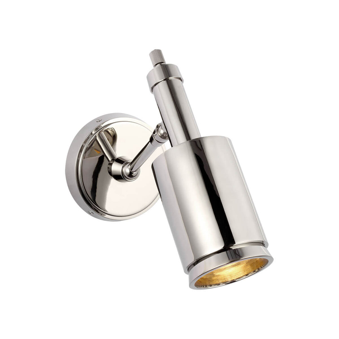 Anders Articulating Wall Sconce is an articulating wall light in a polished nickel finish with a modern shape.
