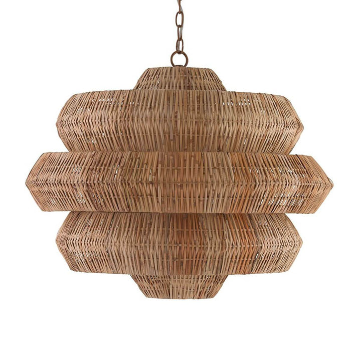 Cannes Small Chandelier. Beautiful hand woven by artisans using a wrought iron frame and a woven natural rattan.