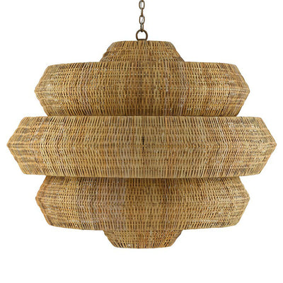 Cannes Grande Chandelier. Beautiful hand woven by artisans using a wrought iron frame and a woven natural rattan.