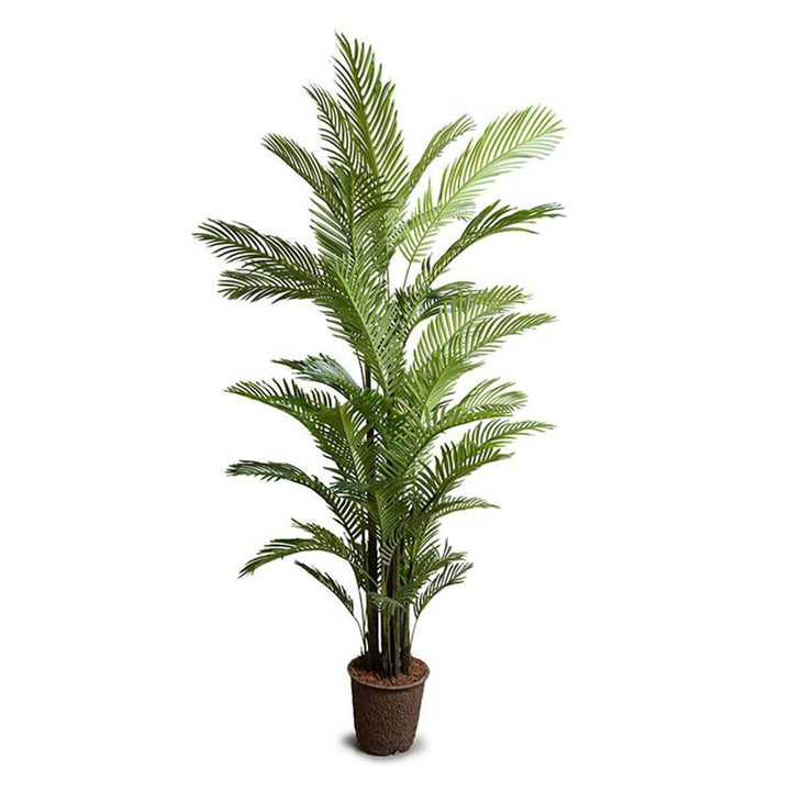 The Areca Palm Tree Medium is a large sized fake palm tree with dark green leaves.
