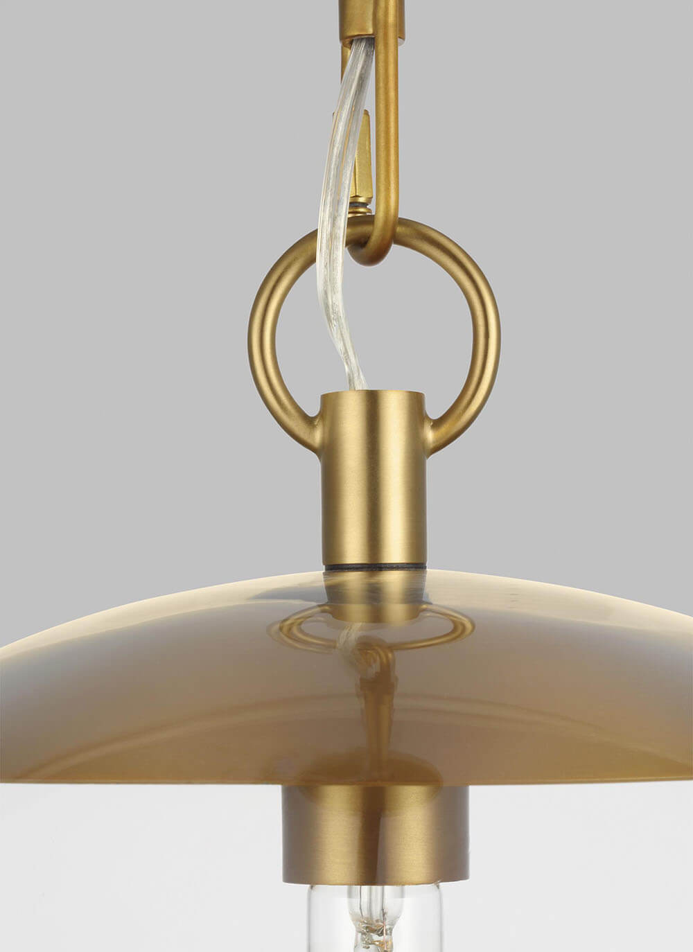Ring attachment detail on the burnished brass Augusta 1 Light Pendant.