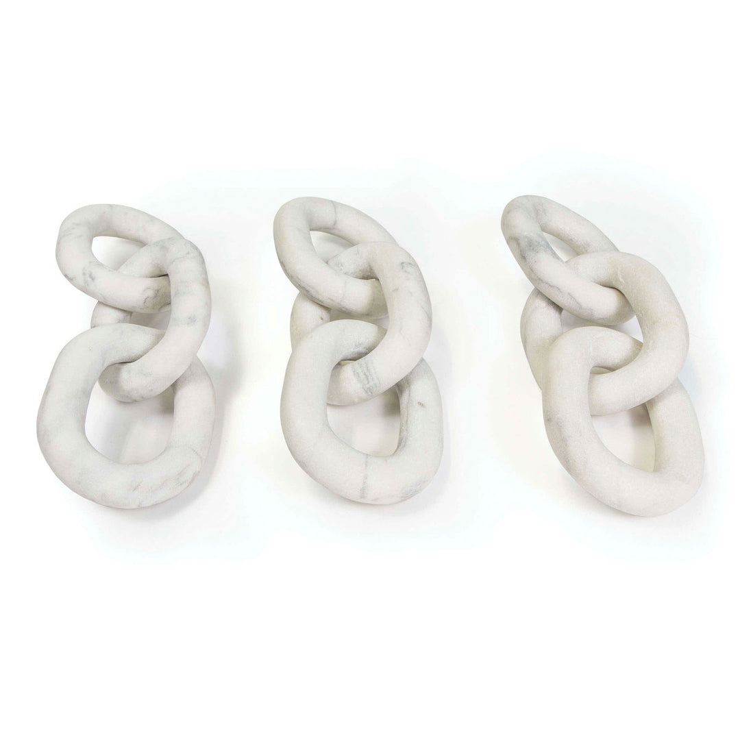 Collection of 3 decorative white marble links.