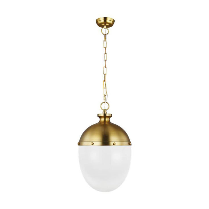 Larissa Pendant in a burnished brass finish with studded details.