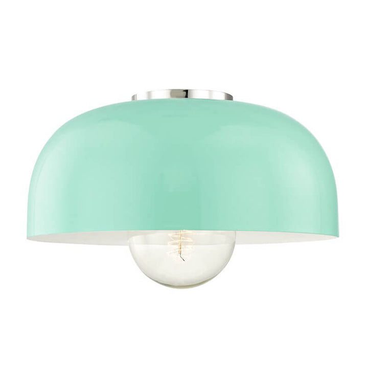 Carolina Semi Flush with a polished nickel and mint finish and steel shade.