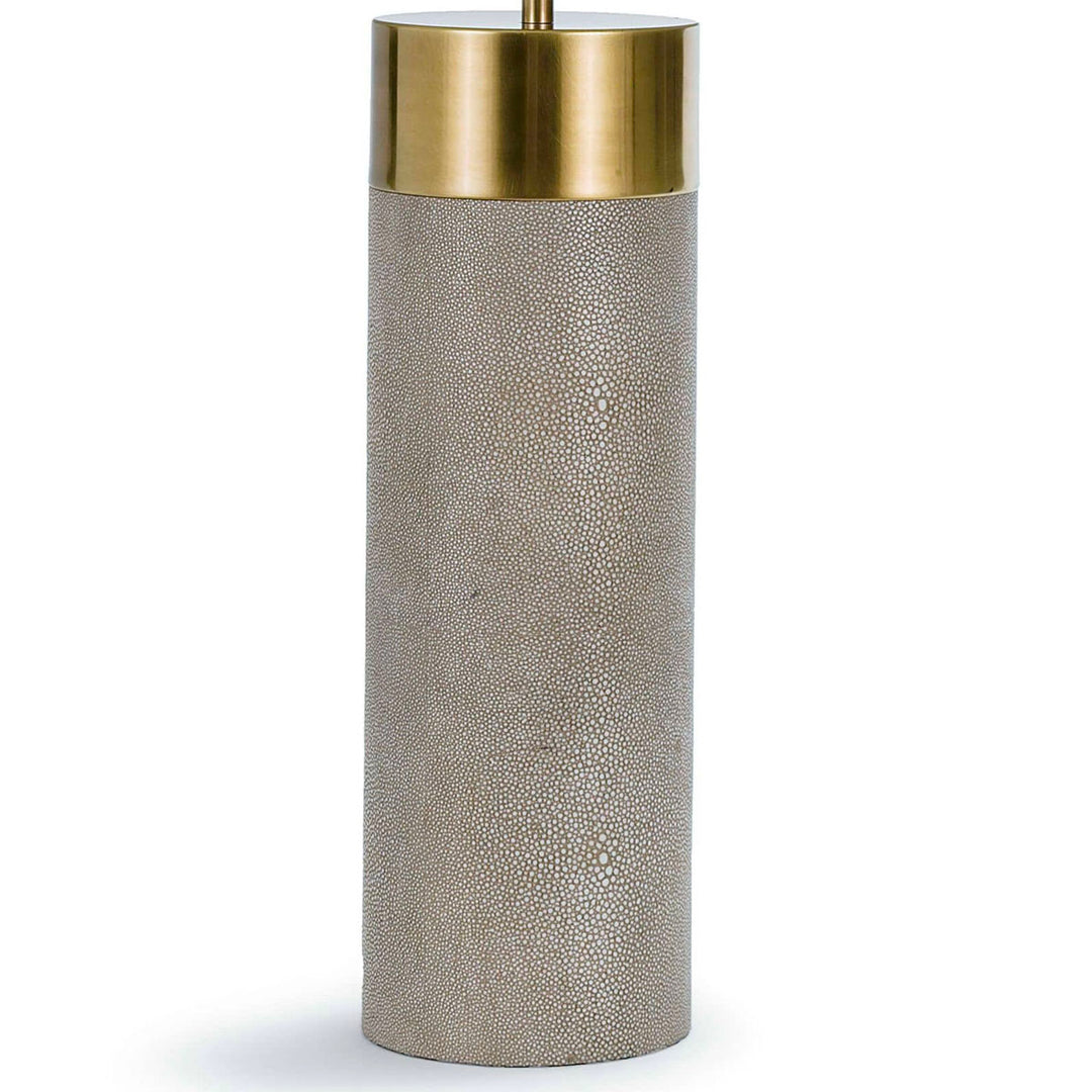 This classic design is elevated with brushed brass and a faux shagreen wrap.