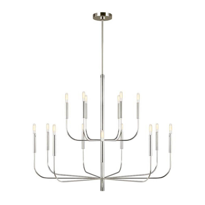 Brighton Chandelier in polished nickel. Traditional shaped chandelier with an updated, modern look in a polished nickel finish.