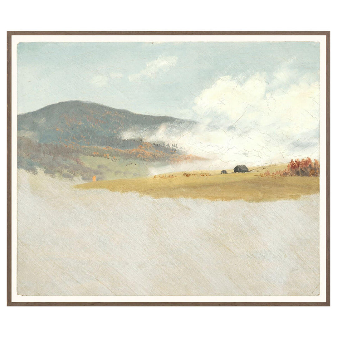 Hillside Journey is a painted landscape wall art in soft, neutral colours.