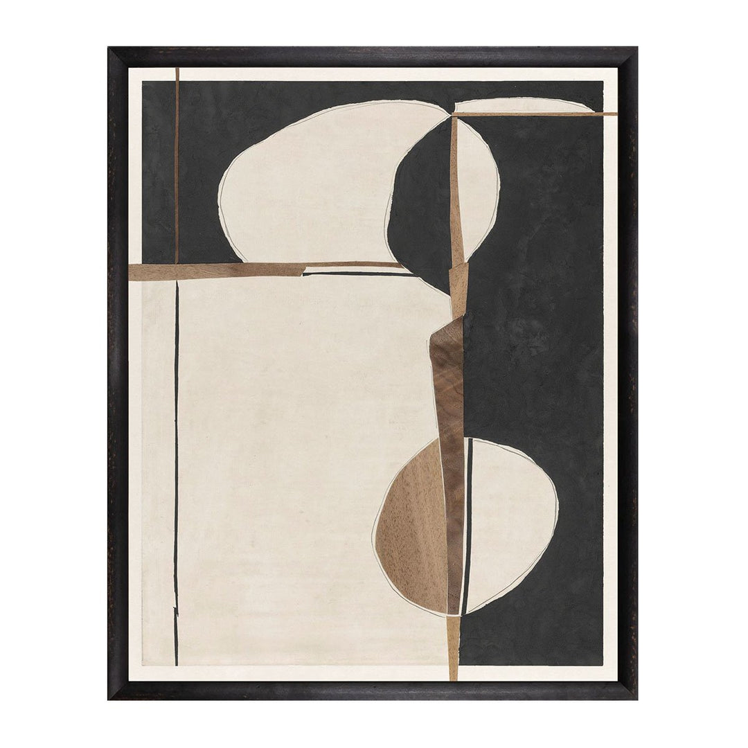Over The Edge is a black and taupe coloured abstract art piece by artist Gayle Harismowich. 