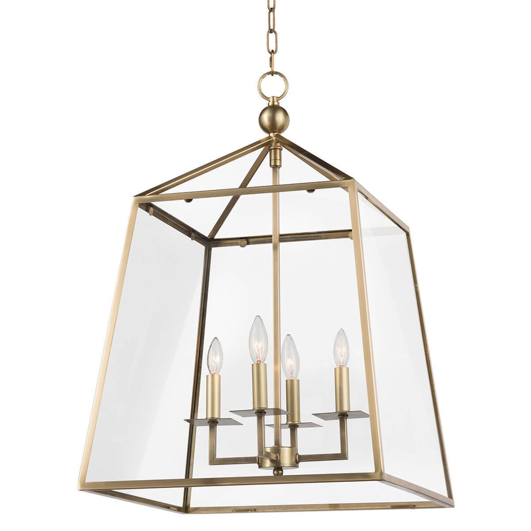Delft Lantern. Traditional brass lantern. Contemporary lantern with glass and brass finish.