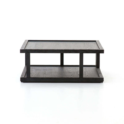 Open air style coffee table in a dusted black finish.