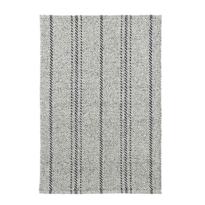 Classic grey and black stripe indoor outdoor rug.