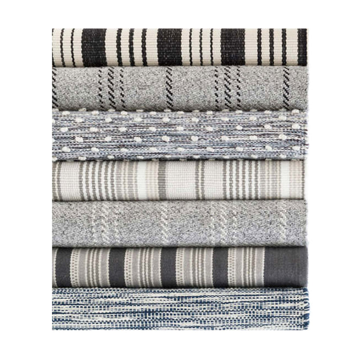 Classic textural striped indoor and outdoor rugs.