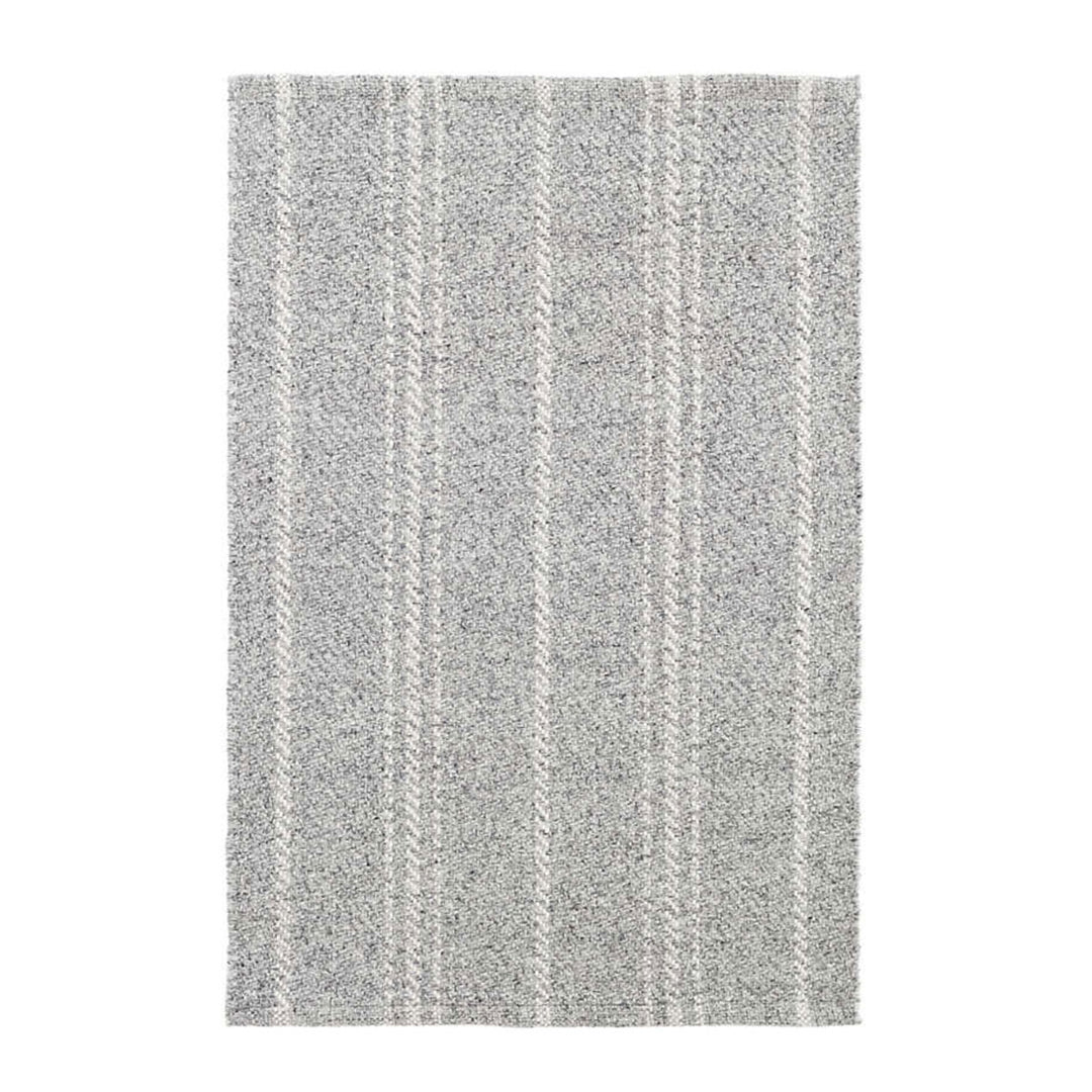 Classic grey and white striped indoor and outdoor rug.